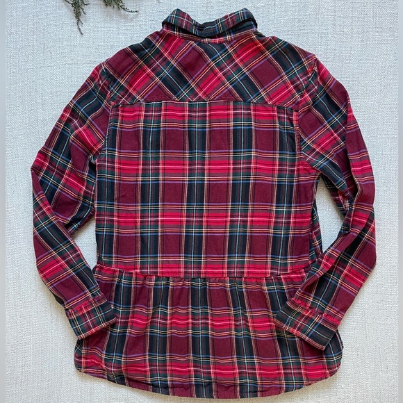 BeachLunchLounge Red Plaid Peplum Top - Picture 4 of 4